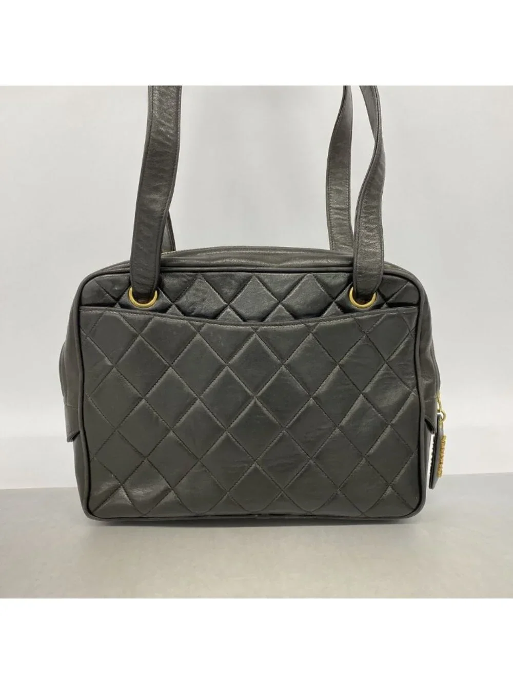 Chanel Shoulder Bag Quilted Lambskin Black Gold